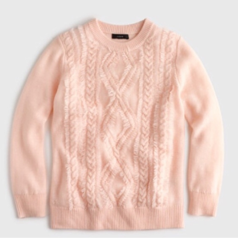 NY Closet Sale! J. Crew Pink Cable-Knit Crew Neck Sweater